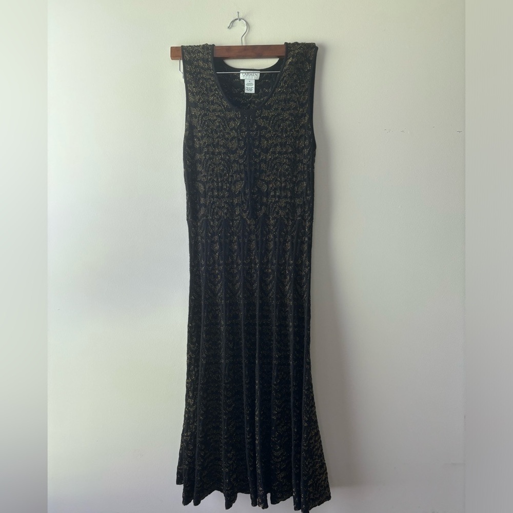 Carmen Marc Valvo dress gold and black sleeveless size‎ M